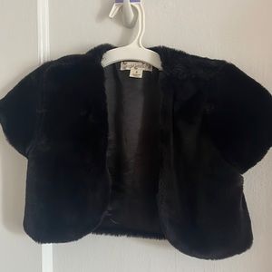 Black faux fur shrug - girls